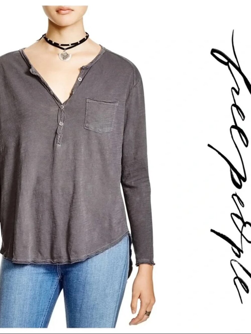 Free People We The Free  Frontier Slub Henley